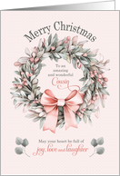 Cousin Pink and Green Eucalyptus Leaf Wreath card