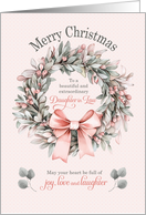 Daughter in Law Pink and Green Eucalyptus Leaf Wreath card