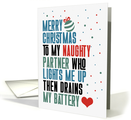 for Life Partner Naughty Thoughts Christmas Typography card (2001514)