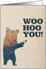 Congratulations Bear Celebrating with Confetti card
