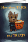 Dog Halloween with Trick or Treat Yorkshire Terrier Yorkie card