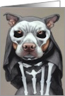Dog Halloween Pitbull in Skeleton Costume card