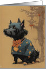 Dog Halloween with Scottish Terrier in Wizard Costume card