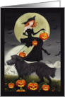 Dog Halloween with Irish Wolfhound and Witch card