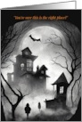 Belated Halloween Haunted House Card