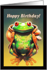 Hoppy Birthday Hippie Frog in Hoodie card