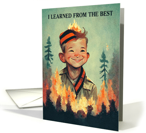 Scout Master or Troop Leader Thank You with Humorous Forest Fire card