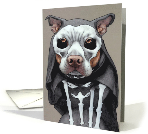 Dog Halloween Pitbull in Skeleton Costume card (1743908)