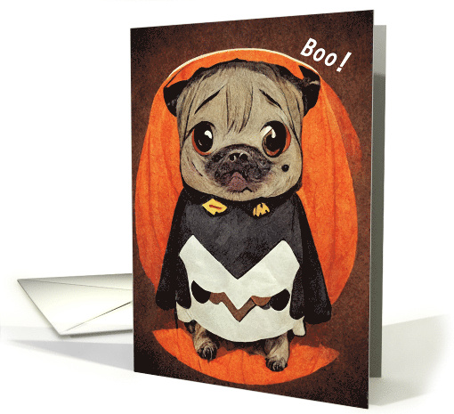 Dog Halloween Pug in Costume card (1743926)
