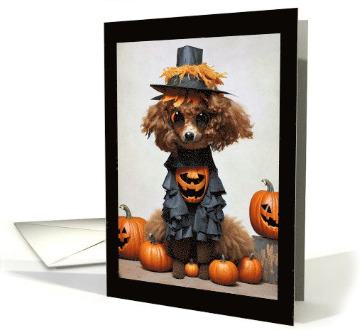 Dog Halloween with Toy Poodle in Scarecrow Costume card (1743960)