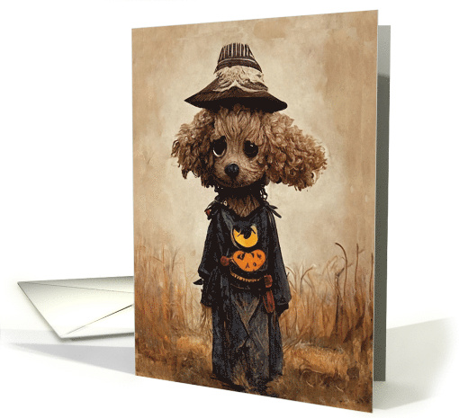 Dog Halloween with Toy Poodle in Scarecrow Field card (1743962)