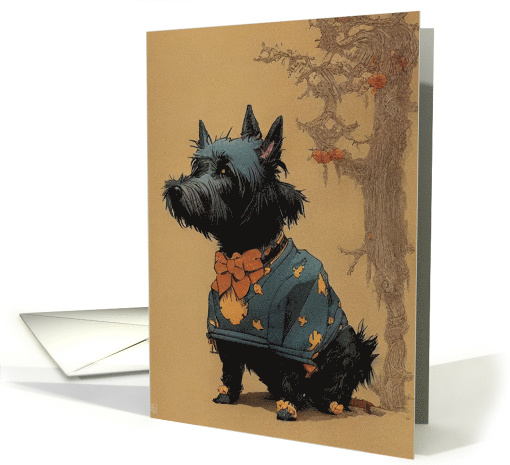 Dog Halloween with Scottish Terrier in Wizard Costume card (1744116)