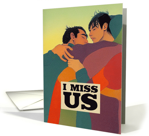 Gay Men Missing You with Rainbow Blanketed Lovers card (1744970)
