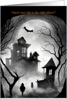 Belated Halloween Haunted House Card