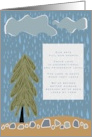 Loss of Pet Rainclouds Rocks Evergreen Tree Graphic Illustration card