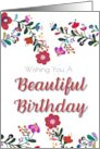 Birthday Flowers Colorful Red Pink Green Blue Beautiful card