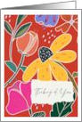Thinking of You Hi Flowers Bright Playful Graphic Design card