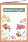 Thinking of You Whimsical Colorful Sketch Flowers card
