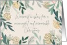 Christmas Greenery Gold Pinecones Red Berries Script Typography card