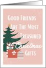 Good Friends Christmas Tree Gifts Typography Christmas Card