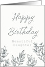 Happy Birthday Daughter Botanical Sketch Green card