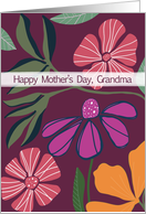 Happy Mother’s Day Grandma Bright Pinks Orange Whimsical Flowers card