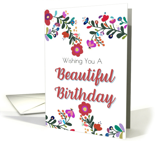 Birthday Flowers Colorful Red Pink Green Blue Beautiful card (1763984)