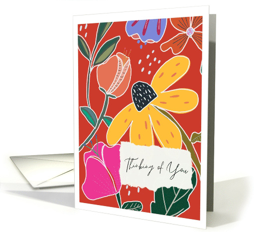 Thinking of You Hi Flowers Bright Playful Graphic Design card