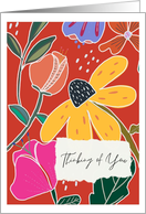 Thinking of You Hi Flowers Bright Playful Graphic Design card