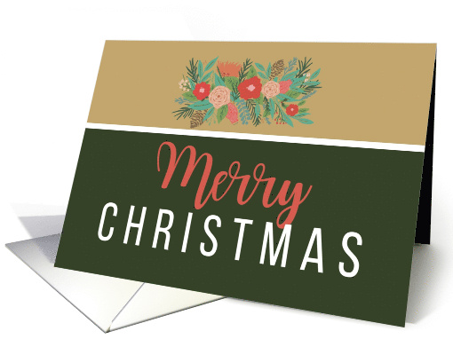 Merry Christmas Bright Playful Graphic Flowers Pine... (1786320)