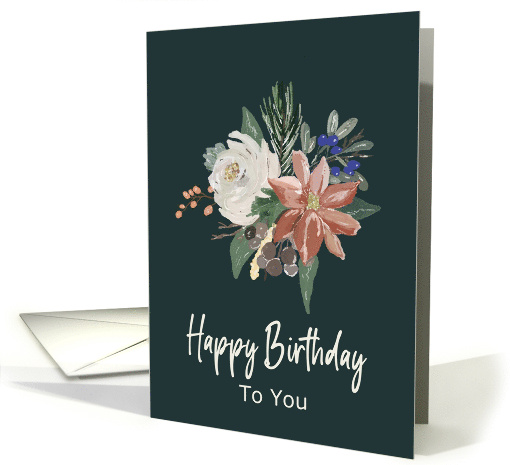 Happy Birthday To You Elegant Watercolor Flowers and Berries card