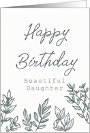 Happy Birthday Daughter Botanical Sketch Green card