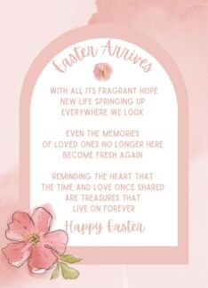 Happy Easter Remembrance Pink Watercolor Flowers