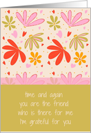 Thank You Friendship Colorful Flower Pattern Typography card