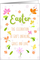 Easter Religious Typography Colorful Graphic Flowers card