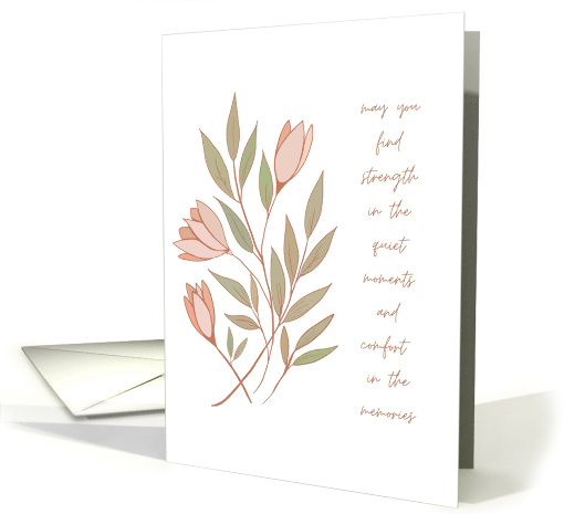 Sympathy Elegant Pink Flowers Green Leaves Typography card (1836508)