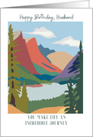 Happy Birthday Husband Graphic Illustration Mountain Scene card