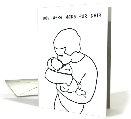 First Father's Day Simple Modern Line Drawing Father and Child card