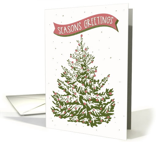Season's Greetings Festive Snow Filled Christmas Tree card (1945970)