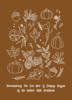 Thanksgiving Remembrance Simple Hand Drawn Fall Pumpkins And Foliage