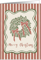 Merry Christmas Hand Drawn Whimsical Wreath with Bows