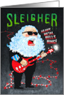 Sleigher Funny Heavy Metal Santa Band Rocks Out on Guitar and Lights card