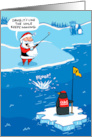 Funny Christmas Cartoon of Snowman Golfing with Penguins card