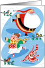 Funny Christmas Scene of Santa and Mrs. Claus Skating on a Pond card