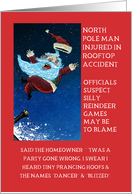 Funny Christmas Story of Santa Tumbling Off Rooftop card