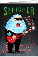 Sleigher Funny Heavy Metal Santa Band Rocks Out on Guitar and Lights card