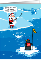 Funny Christmas Cartoon of Snowman Golfing with Penguins card