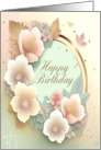 Birthday Elegant Flowers in Golden Pastel Colors card
