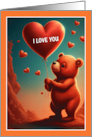 Valentine’s Day Bear with Red Heart Balloon card