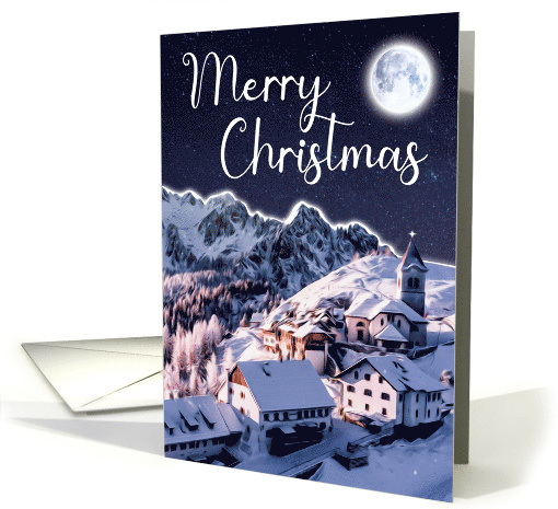 Christmas Snowy Winter Village at Night Painting card (1749258)